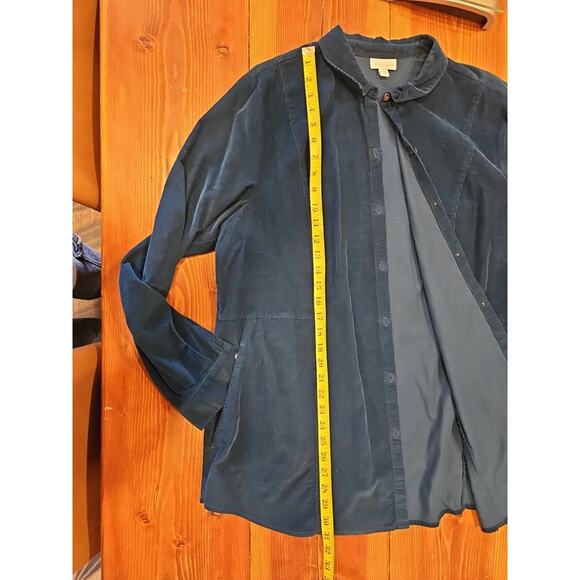 J Jill Blue Button Front Long Sleeve Corduroy Tunic Shirt Pockets Size XL - Picture 5 of 6